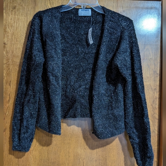 NWT M Black fuzzy sparkle cardigan - old navy - Picture 1 of 5